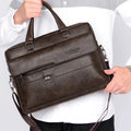 The neutral color men's handbag is suitable for business trips and can also be carried on one shoulder.It is made of PU material