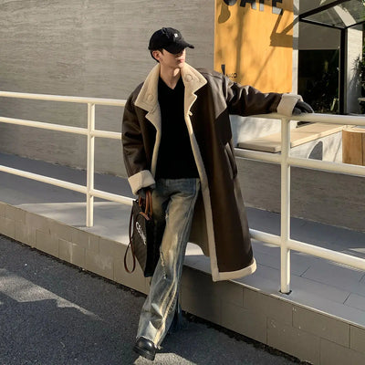 Luxury Brand Trend Winter Warmth Men Leather Trench Coat | SAMAG
