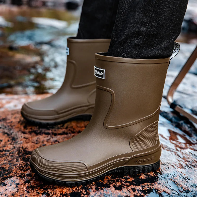 36-47 Size Wear-resistant Thick-soled Rain Boots Men's Outdoor Fishing Shoes Work Boots Non-slip Waterproof Men's Rubber Shoes