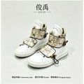 Chinese Style Comic Print High-Top Sneakers for Men, 2026 Autumn New Versatile Thick-Soled Sports Casual Shoes, Trendy White Shoes with Unique Design, Lightweight Skateboard Shoes for Young Men
