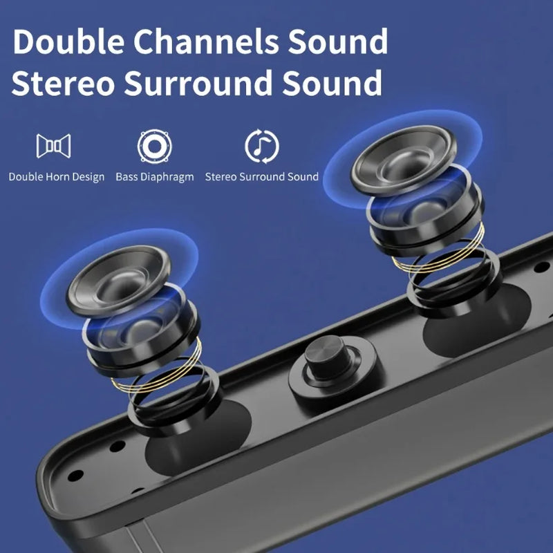 VIKEFON Surround Desktop PC Speaker Home Stereo 3.5Aux USB Soundbar System Computer TV Phone HIFI Subwoofer Wired Strong Bass