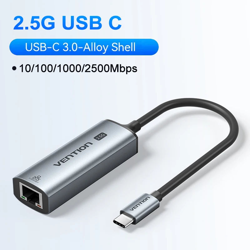 Vention USB A C 2.5G Ethernet Adapter 3.0 2500/1000 Mbps Network Card for MacBook iPad Lan RJ45 for PC - Visuel 7 | SAMAG