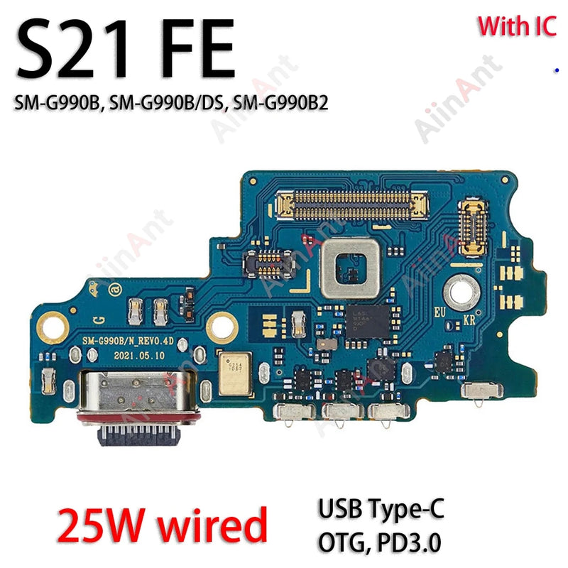 USB Mic Board Dock Charger Connector Charging Port Flex Cable For Samsung Galaxy S25 S24 S23 S21 S20 FE G781W G990W S721W S711W