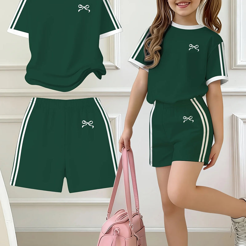 Kids Clothes Girls, , Easy Bow Print Short Sleeve T-Shirt | SAMAG