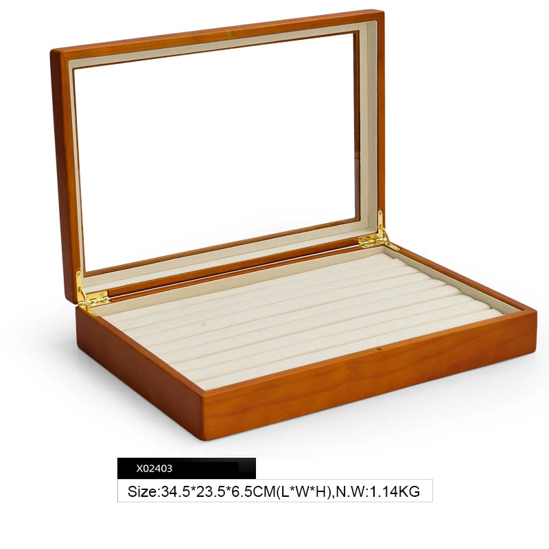 Oirlv Wooden Jewelry Box Retro Jewelry Display Ring Necklace Earring Bracelet Box Multi Jewelry Storage Organizer Display Case