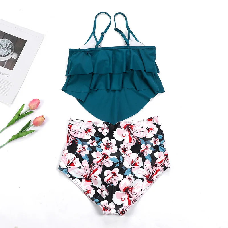 Swimwear Ruffles Women Suits Two Piece Sets Printed | SAMAG