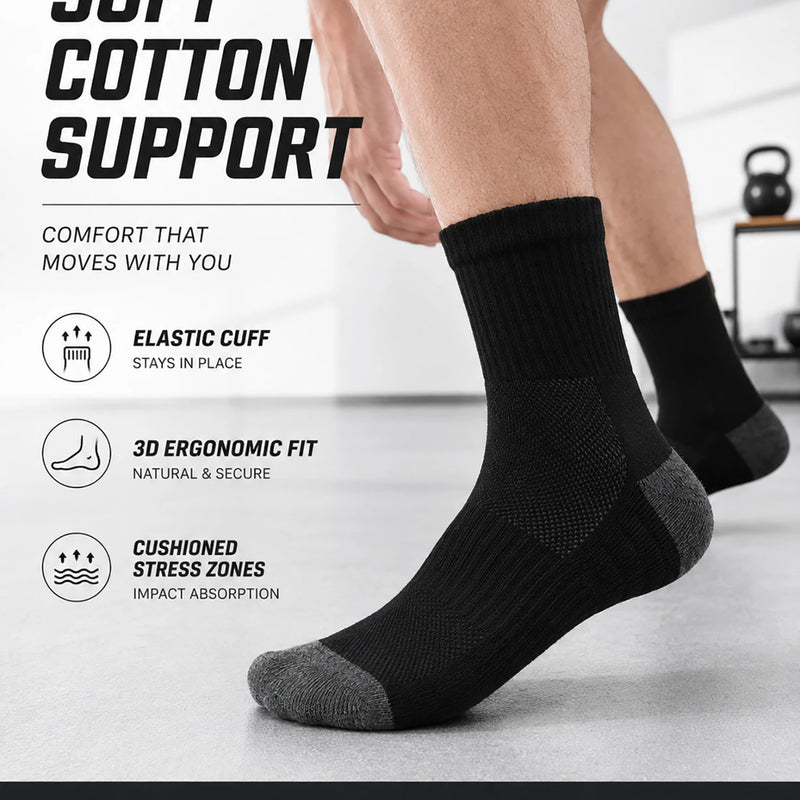 1/3/6pairs Men's Cotton Crew Sports Socks Breathable Mesh | SAMAG