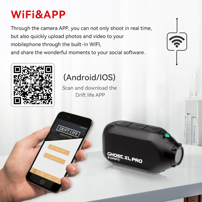 Drift Ghost XL Pro 4K PLUS HD Action Camera 3000mAh Battery WiFi IPX7 Waterproof Rotatable Lens Helmet Cam Motorcycle Bicycle