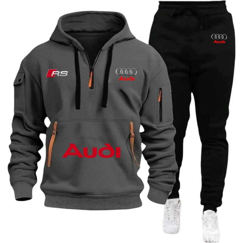 Audi Warm Hoodie Pullover Jacket & Two - Piece Casual Sport Pants Set Insulated Outdoor Fashion - View 6 | SAMAG