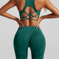 Women's Seamless Workout Set High Waisted Yoga Pants & Sports Bra with Removable Pads Booty Lifting for Running Training