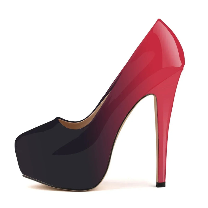 Women Sexy Pumps Stilettos 14cm Super High Heels Round Toes Platform Thin Heel NightClub Party Dress Red Wedding Shoes Big Size