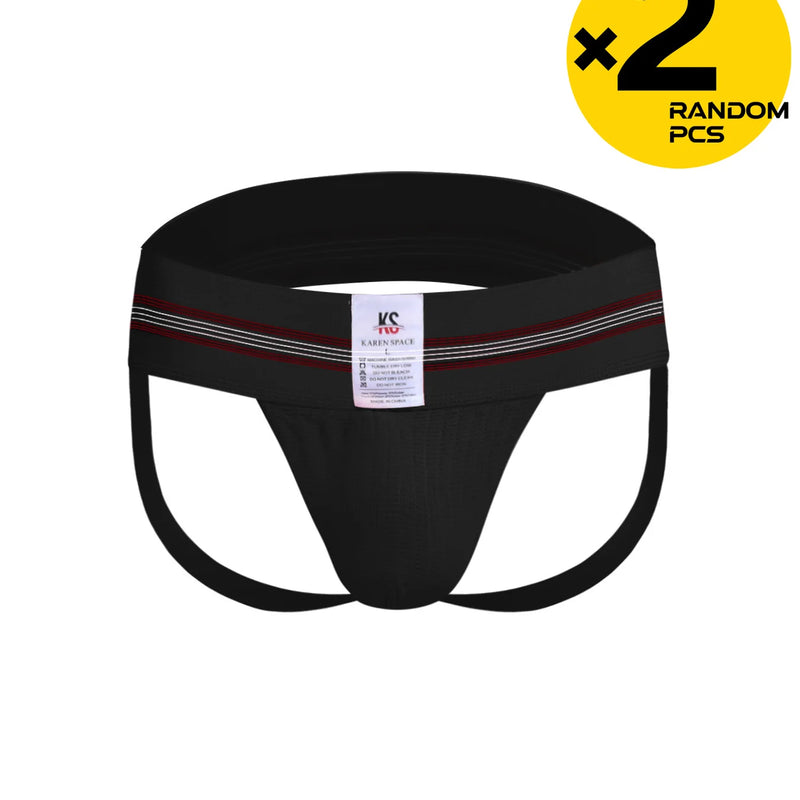 Men's Shaping Sport Briefs High Waist Thick Belt Solid Color Youth Trendy Short Triangle Underwear 2pc Random Pack