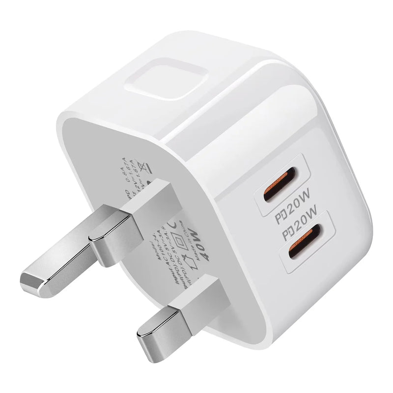 USB C Wall Charger Block 40W, 2-Pack Dual Port PD Power Delivery Fast Type C Charging Block Plug Adapter for iPhone 11/12/13/14/
