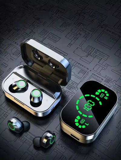 True Wireless Earphones With Dual LED Display . Sleek | SAMAG