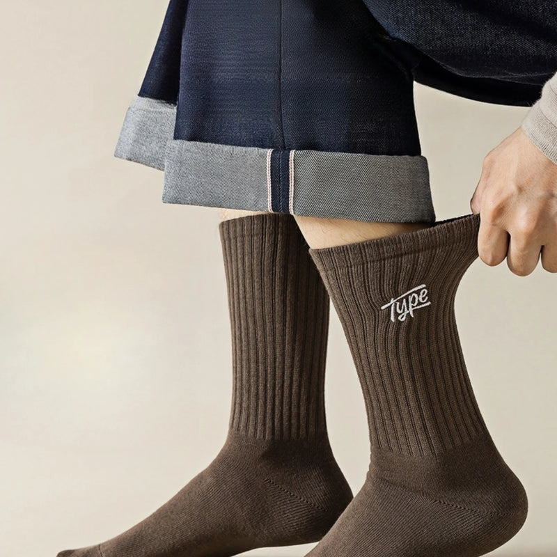 Pairs of Fashionable Men's Mid-Calf Sports Socks, Letter | SAMAG