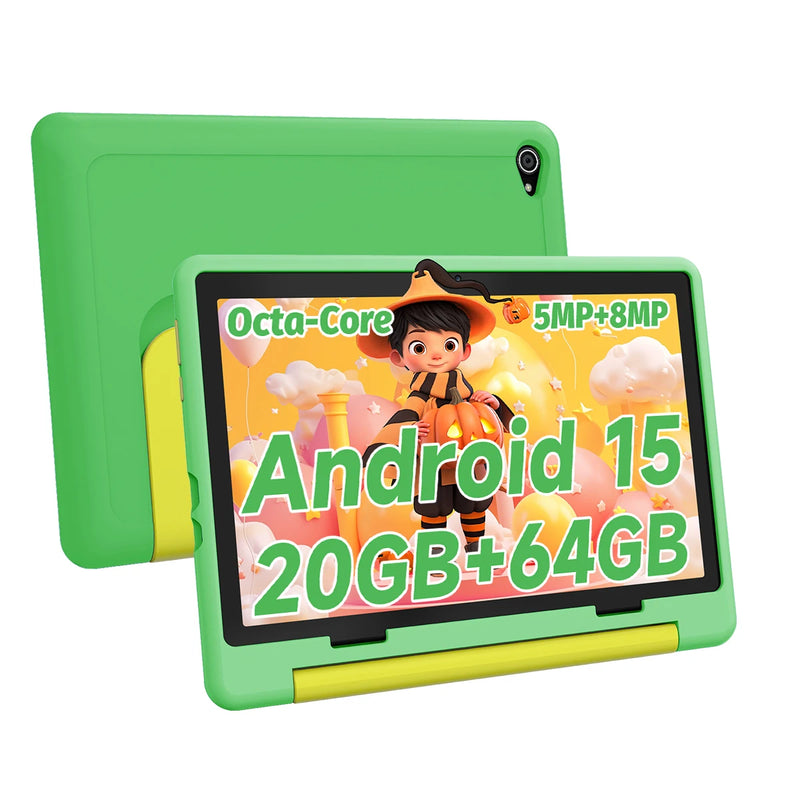 Kid Tablet 10Inch Android15 20GB RAM 64GB ROM 128GB Expandable 5000mAh 8-Core WiFi Bluetooth Children's Gift KIDOZ Kids Software