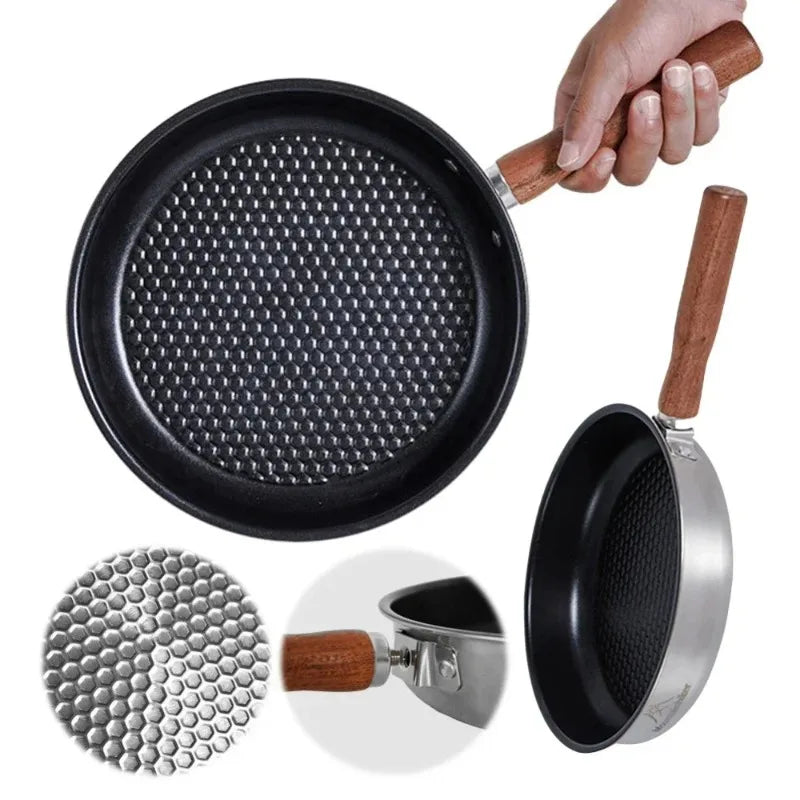 304 Stainless Steel Outdoor Camping Picnic Flat Bottomed Non Stick Pan, Steak, Fried Egg, Waffle, Cooking Essentials