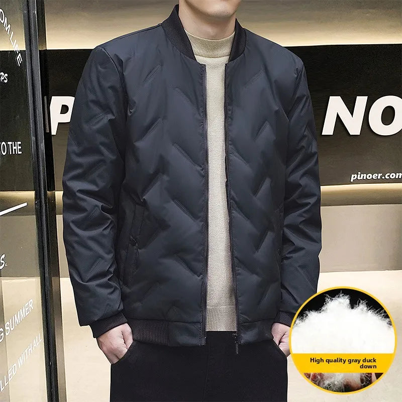 Men's Baseball Collar Mountaineering Down Jacket New Lightweight Gray Duck Down Jacket Men Warm Parkas Winter Cotton-padded Coat