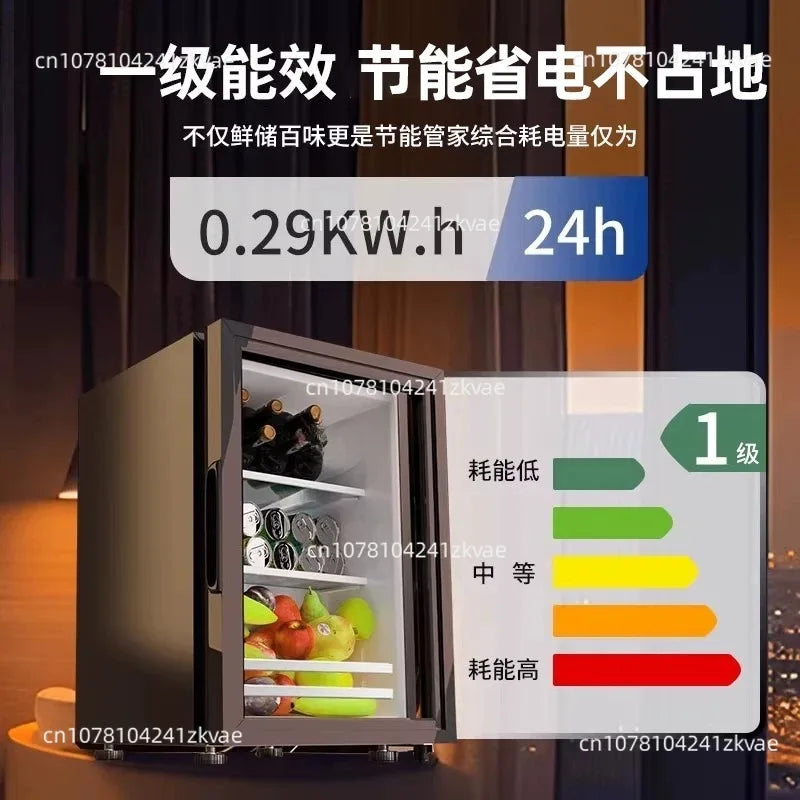 Small Refrigerator, Hotel Refrigerated Ice Bar, Small Freezer, Transparent Door, Refrigerator Wine Cabinet, Silent Hotel Small