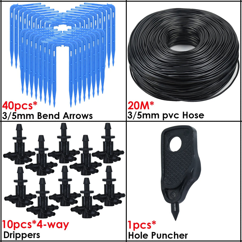 KESLA Greenhouse Drip Irrigation 4-Way 3/5mm 2-Way Drip Arrow Transmitter Garden Automatic Watering System Potted Plant 10/20set