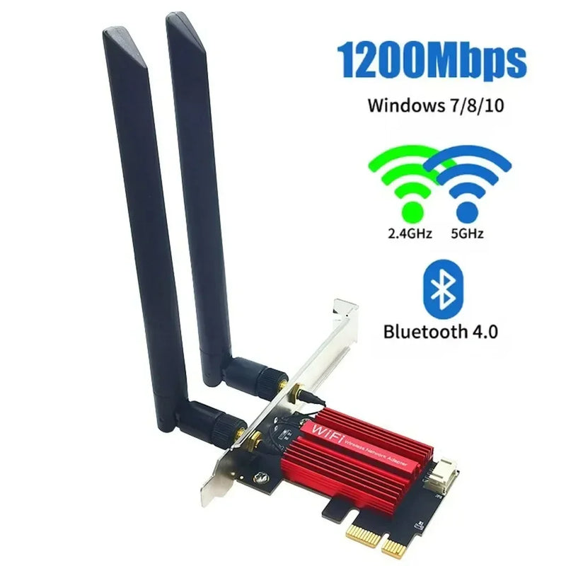 AC1200 PCI - E WiFi 5 Network Card Dual Band 2.4G/5GHz For Bluetooth 4.0 Desktop Laptop Windows 7/8/10/11 - Visuel 3 | SAMAG