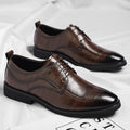 Mens Brown Genuine Leather Oxford Shoes Lace Up Formal Dress Shoes Comfortable Non Slip Outsole For Business Office Wedding