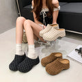 Women Polka Dot Platform Mules Closed Toe Slip On Wedge Clogs Casual Outdoor Slippers Beige Black Brown Three Trendy Shades