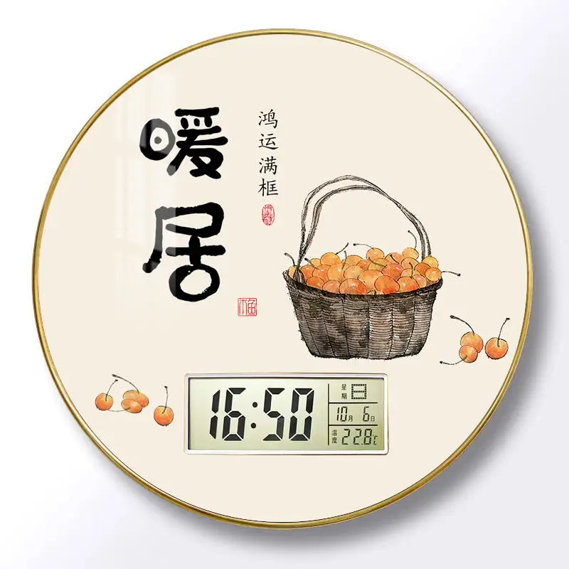 Modern wall clock for living room, home use, creative, silent, drill-free wall-mounted decorative painting electronic clock