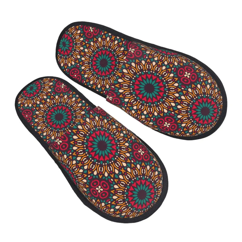Custom Kizomba Samakaka Ankara Print Soft Memory Foam House Slippers Women African Wax Design Comfy Warm Anti-skid Sole Slipper