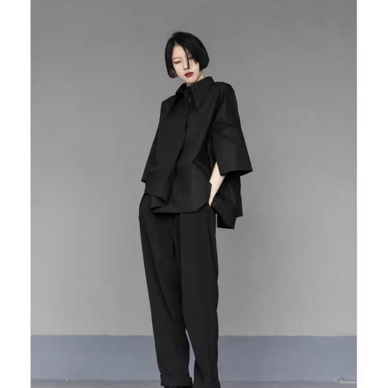 Spring Summer Women's Irregular Asymmetric Loose Button - View 4 | SAMAG