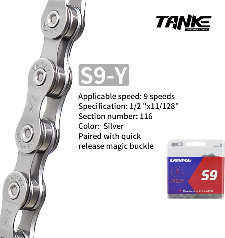 TANKE Bike Chain S8 S9 S10 S11 S12 MTB Road Bicycle Chains,Variable Speed Chain 116/126L High Quality Current Cycling Accessorie