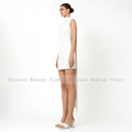 Mini Cocktail Dresses for Wedding Ivory Pearls O Neck | SAMAG