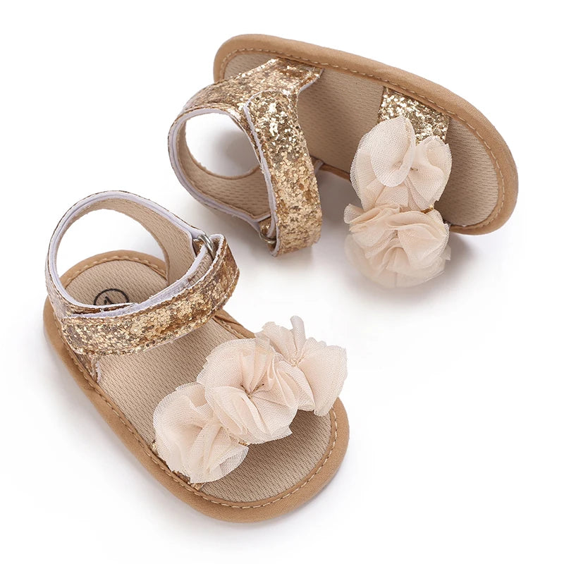 Gold Color Theme Christening baby Shoes for 1 Year Old Newborn Baby Baptismal Shoes for Girl Kids