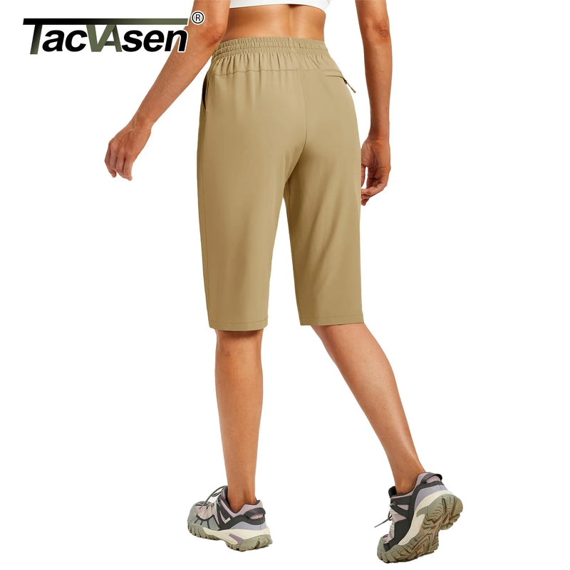 TACVASEN Women's Quick Dry Hiking Capris 4 - Way Stretch - View 3 | SAMAG