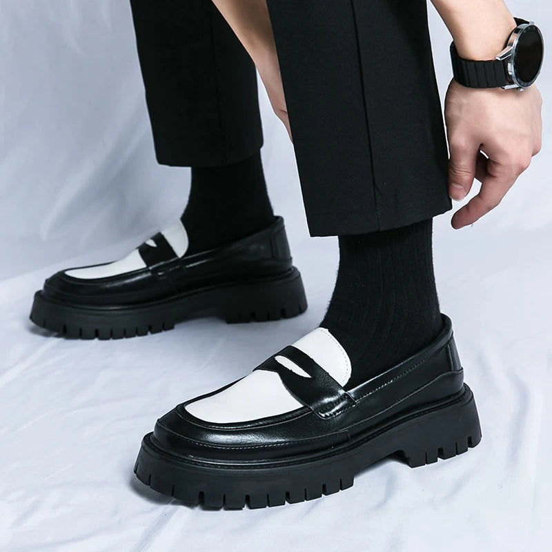 STRONGSHEN Men Handmade Leather Shoes Platform Loafers Fashion Luxury Slip on Mocassin Business Shoes Homme Zapatos De Hombre