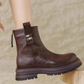 Autumn Winter New Women's Ankle Boots High Quality Wool Warm Platform Leather Boots British Chelsea High Heels Ladies Snow Boot