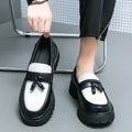 Fashion Tasseled Loafers Men Casual Shoes Black and White Leather Slip-on Shoes Classic British Style Penny Luxury Brand Driving