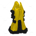 Bathrobe for Women Flare Sleeves Feather Bridal Robe Nightgown Silk Illusion Long Wedding Scarf Dressing Gown Photography Dress