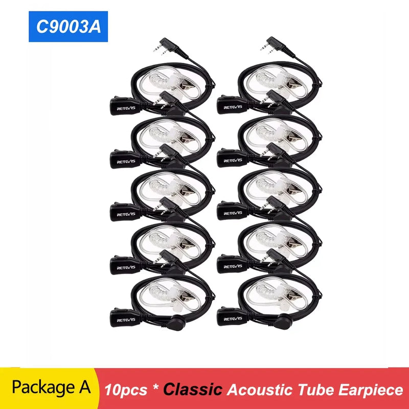 Retevis EAK001 Walkie Talkie Headset 10/20Pcs 2Pin Acoustic Tube Two-way Radio Earphone for Baofeng UV 5R RT622