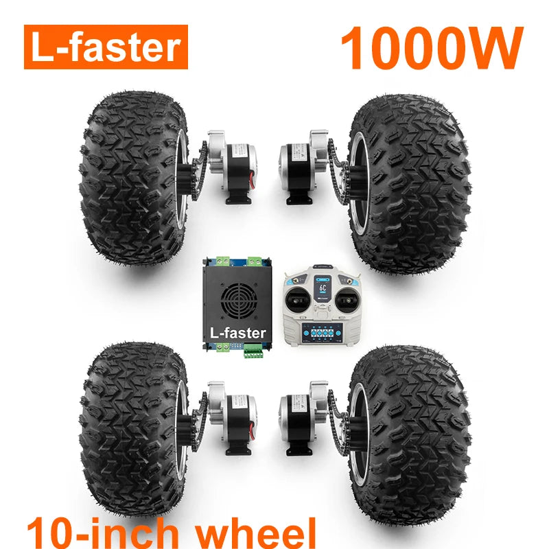 4WD 10 Inch Fat Tire 1000W Electri Beach Cart Brushed Motor Chain Drive Kit With Remote