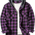 Youth Fashion Street Hooded Plaid Shirt Men's Slim Fit | SAMAG