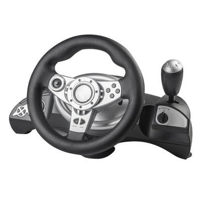 USB Car Racing Gaming Steering Wheel with Foot Brake | SAMAG
