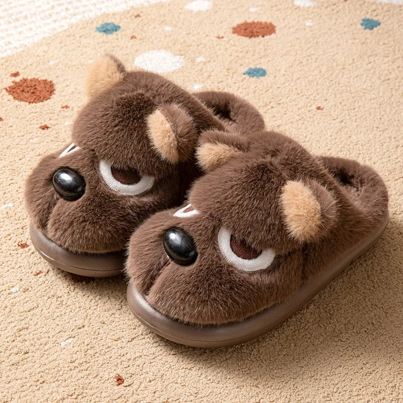 Dog Fluffy Platform Women's Slippers Home Plush Winter Cartoon Designer Woman Shoes Indoor Fuzzy Fur Slides Unisex Soft Non-Slip