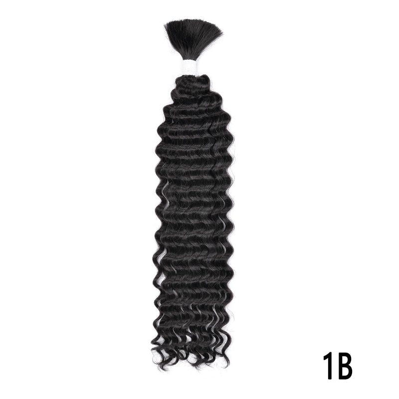 Synthetic Curly Deep Wave Bulk hair For Braiding 20inch No Weft Deep Wave For Braiding Micro Faux Braiding Hair for Boho Braids
