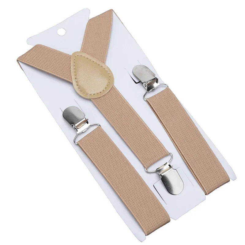 Solid Color Kids Suspenders with Fashion Children Boys Braces Girls Elastic Adjustable Suspenders Baby Wedding Ties Accessories