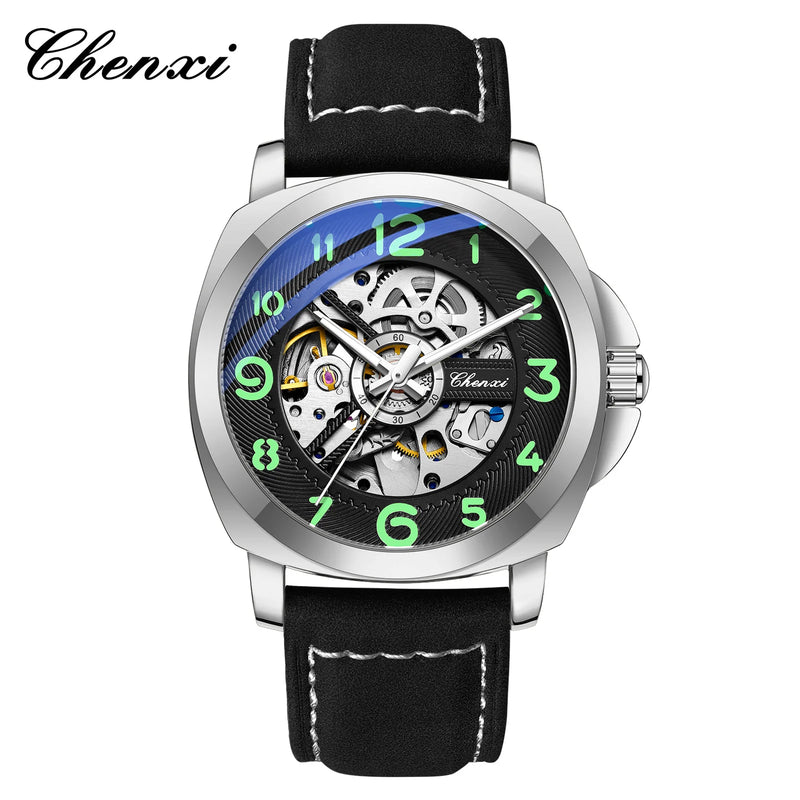 CHENXI Original Skeleton Mechanical Man Watches Luxury Men's Automatic Watch	Leather Strap Fashion Business Wristwatch Gift