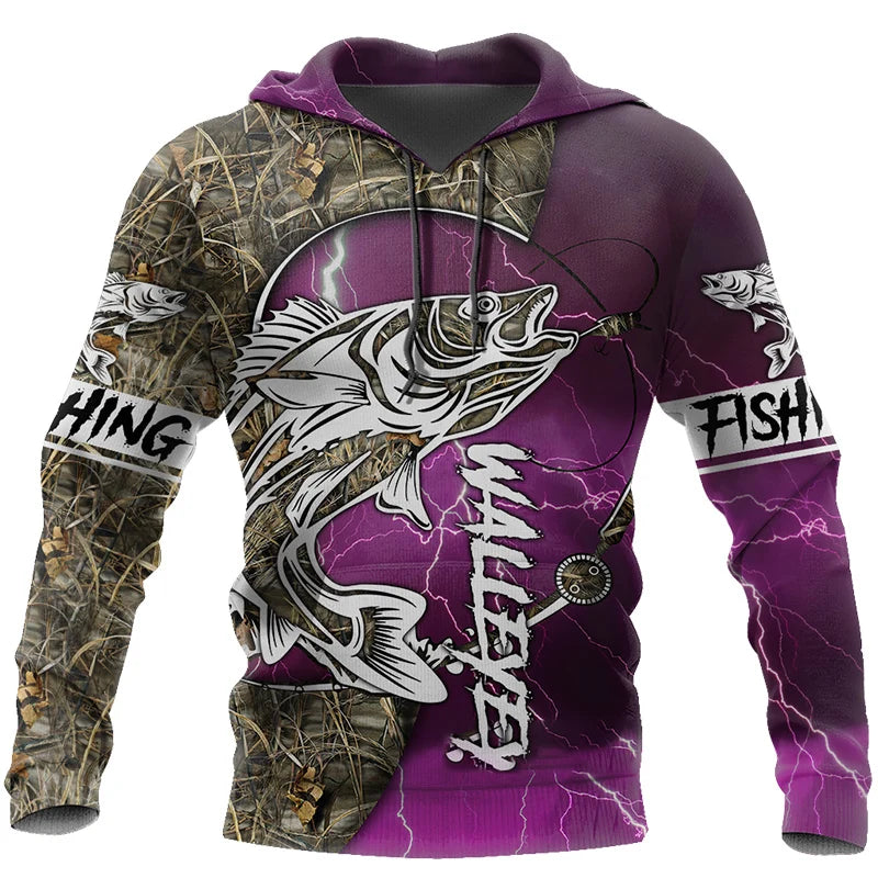 Funny 3D Fish Print Hoodies For Men Outdoor Go Fishing Sweatshirts Autumn and Winter Casual Pullover Fashion - View 3 | SAMAG