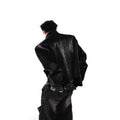 TIFICY Crocodile Patterned Shoulder Pad PU Leather Jacket Men's Patchwork Design High-end Black Jackets Top Men Clothing