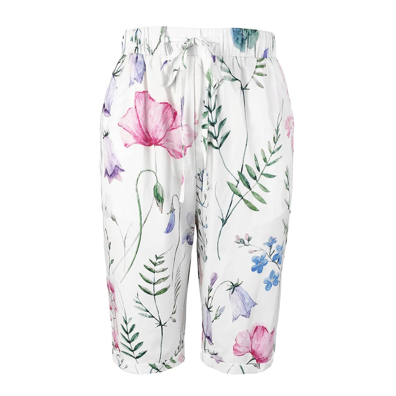 Women Summer Floral Print Shorts Casual Loose Drawstring - View 8 | SAMAG