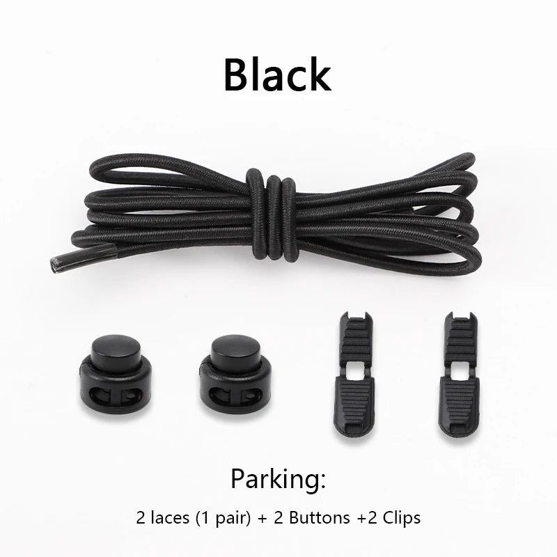 1Pair Men and Women No Tie Shoe Laces Spring Button Up Elastic Shoelaces Shoe Accessories Sneakers Classics Solid Color Shoelace